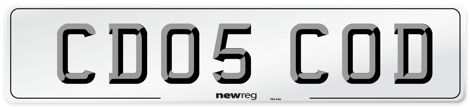 CD05 COD Number Plate from New Reg